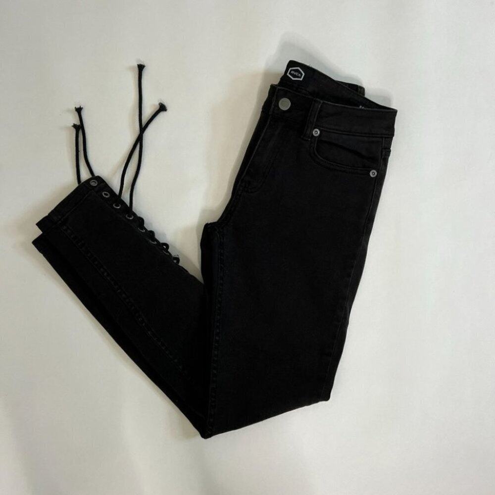 RVCA Juniors Dayley Cone Denim Mid Rise Skinny Jeans Sz 26